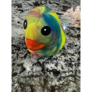 Squeezy Tie Dye Rubber Duck Squishy Sensory Fidget Toy Neon Multi Color New